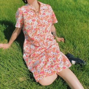 Sears Zip-Up Floral 80s Night Gown Straight Dress